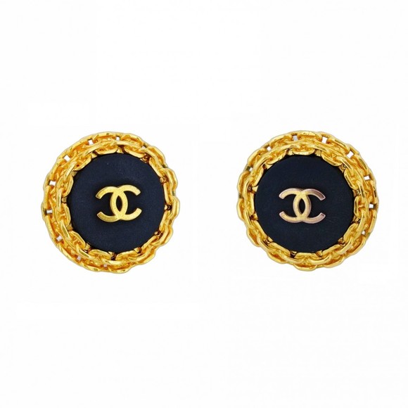 CHANEL Black Logo Earrings - Picture 1 of 8